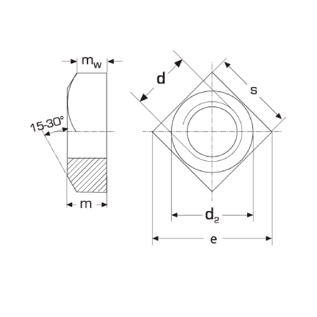 Square Nuts – DIN 557 – Srishaa Machined Fasteners PVT.LTD